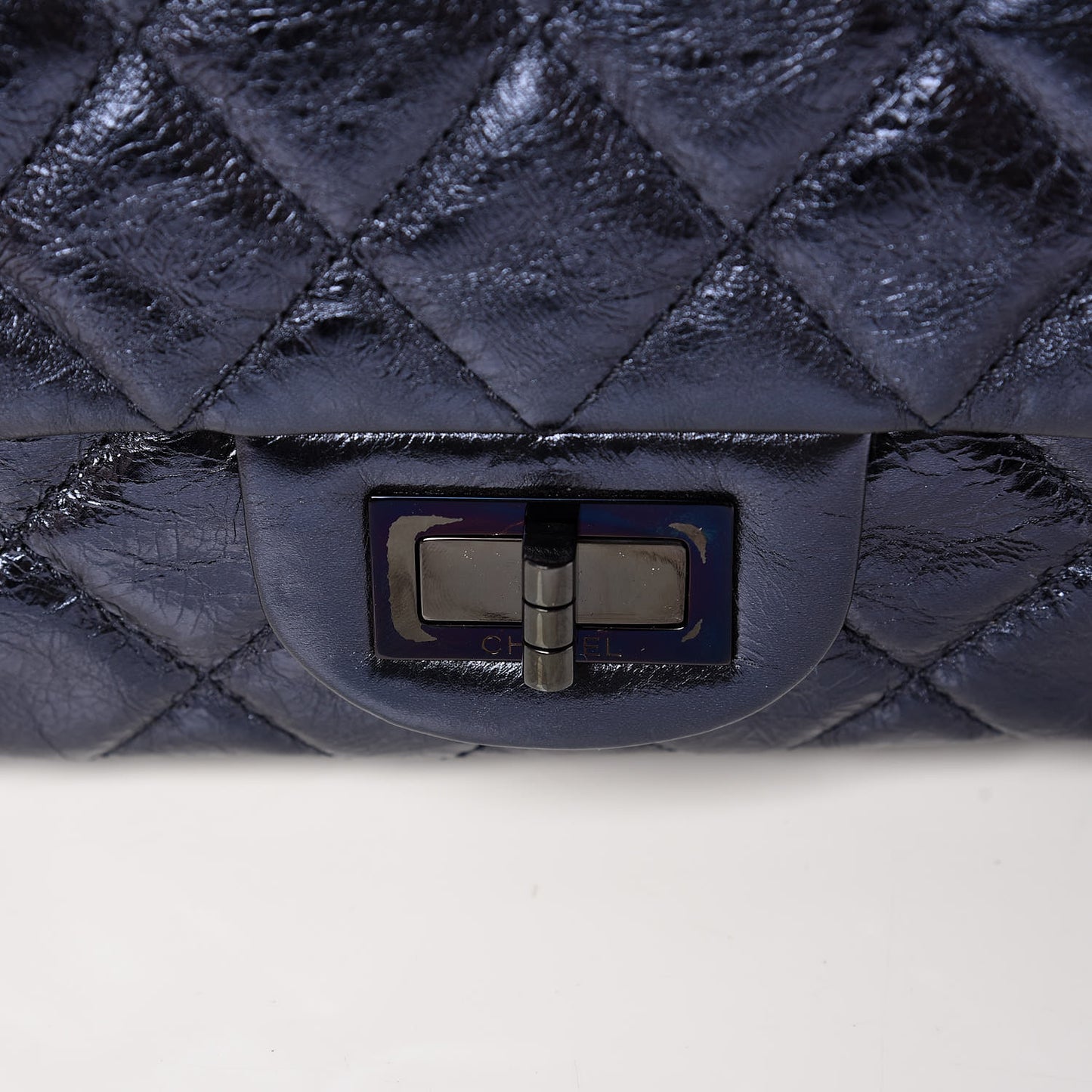 Metallic Aged Calfskin Quilted 2.55 Reissue 227 Flap Blue
