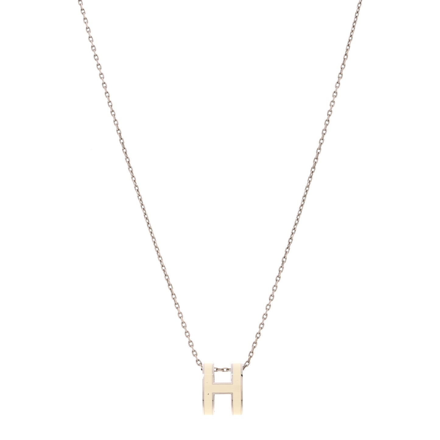 Lacquered Palladium Pop H Pendant Necklace White