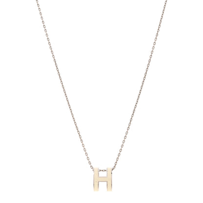 Hermes Lacquered Palladium Pop H Pendant Necklace White 1 of 7