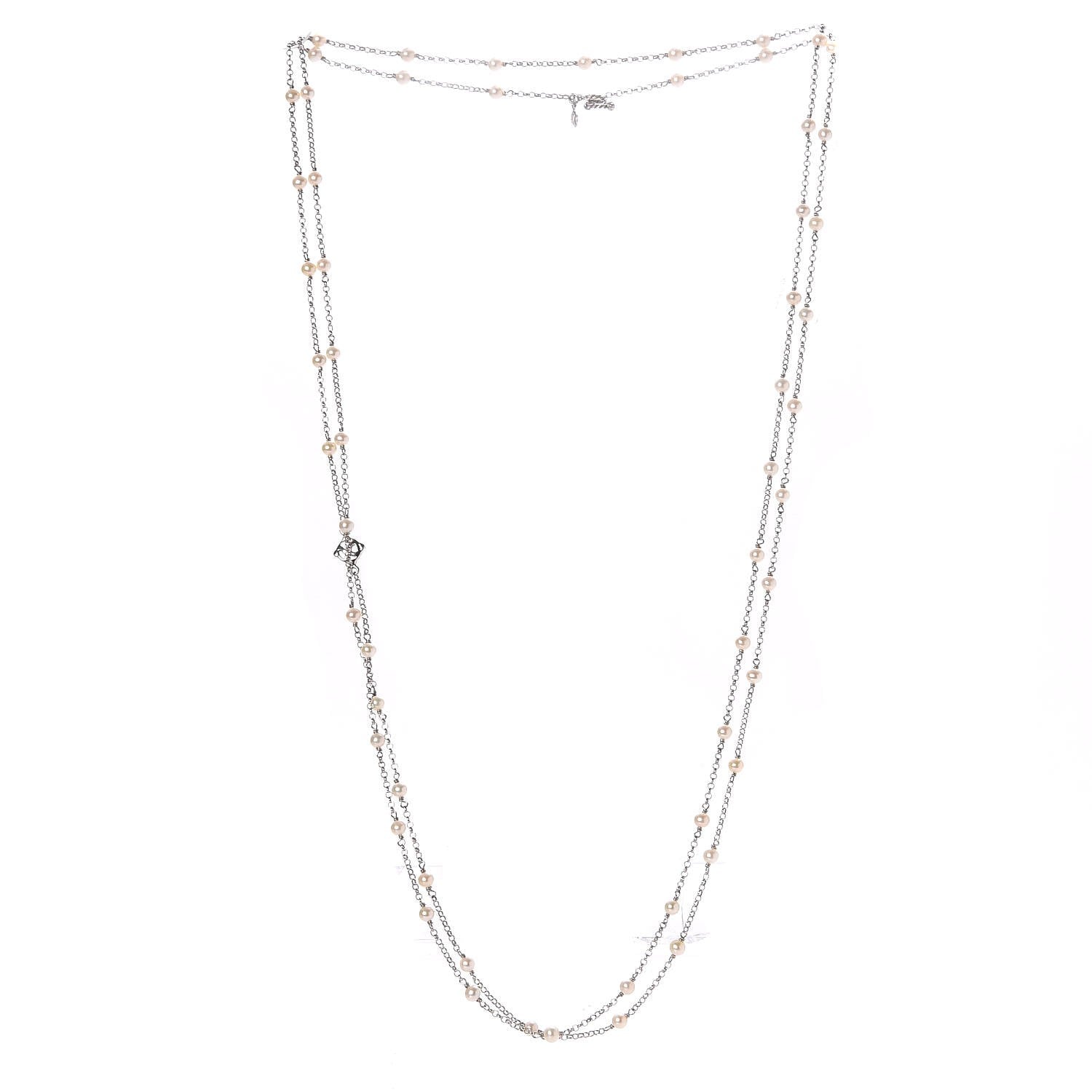 David Yurman Sterling Silver Freshwater Pearl Bead Chain Necklace 4 of 5