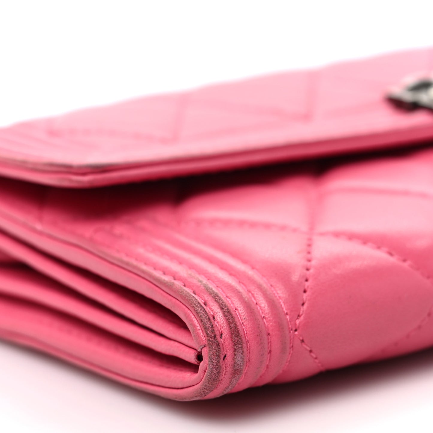 Lambskin Quilted Boy Flap Wallet Fuchsia
