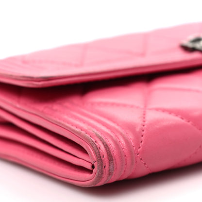 Chanel Lambskin Quilted Boy Flap Wallet Fuchsia 8 of 9
