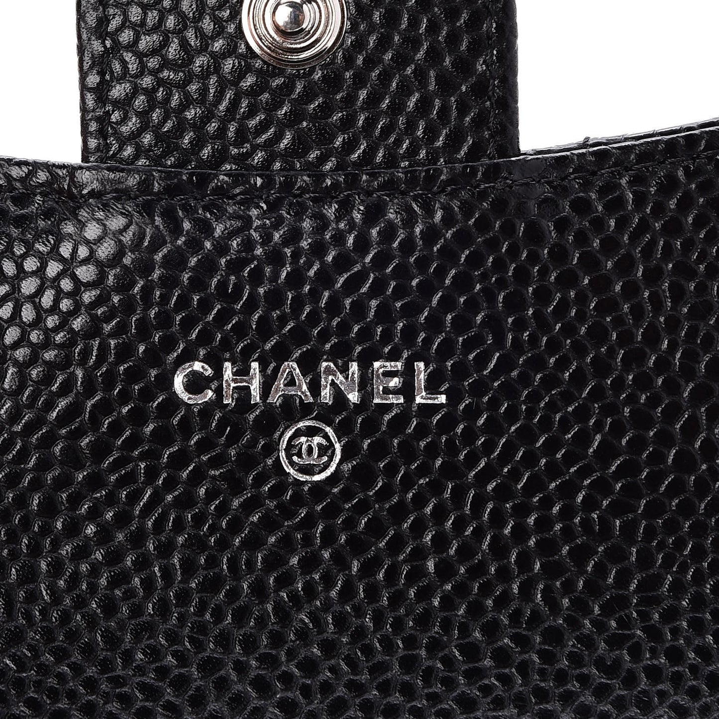 Caviar Quilted Flap Card Holder Black