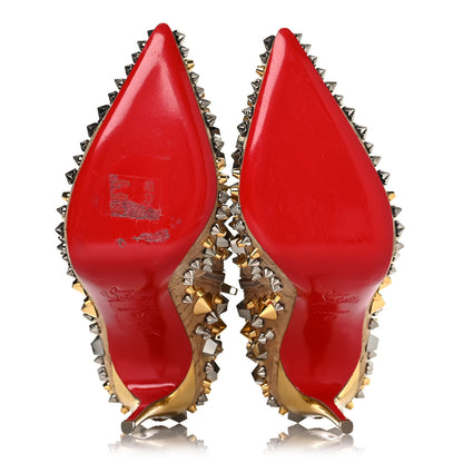 Christian Louboutin Liege Pepite Specchio So Full Kate 100 Ankle Boots 37 Gold Multicolor 5 of 10