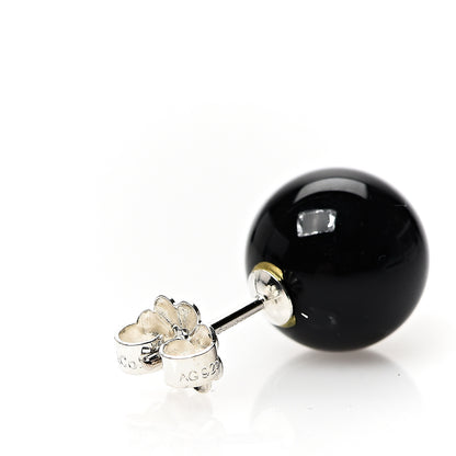 Tiffany Sterling Silver Black Onyx 10mm Ziegfeld Earrings 5 of 6