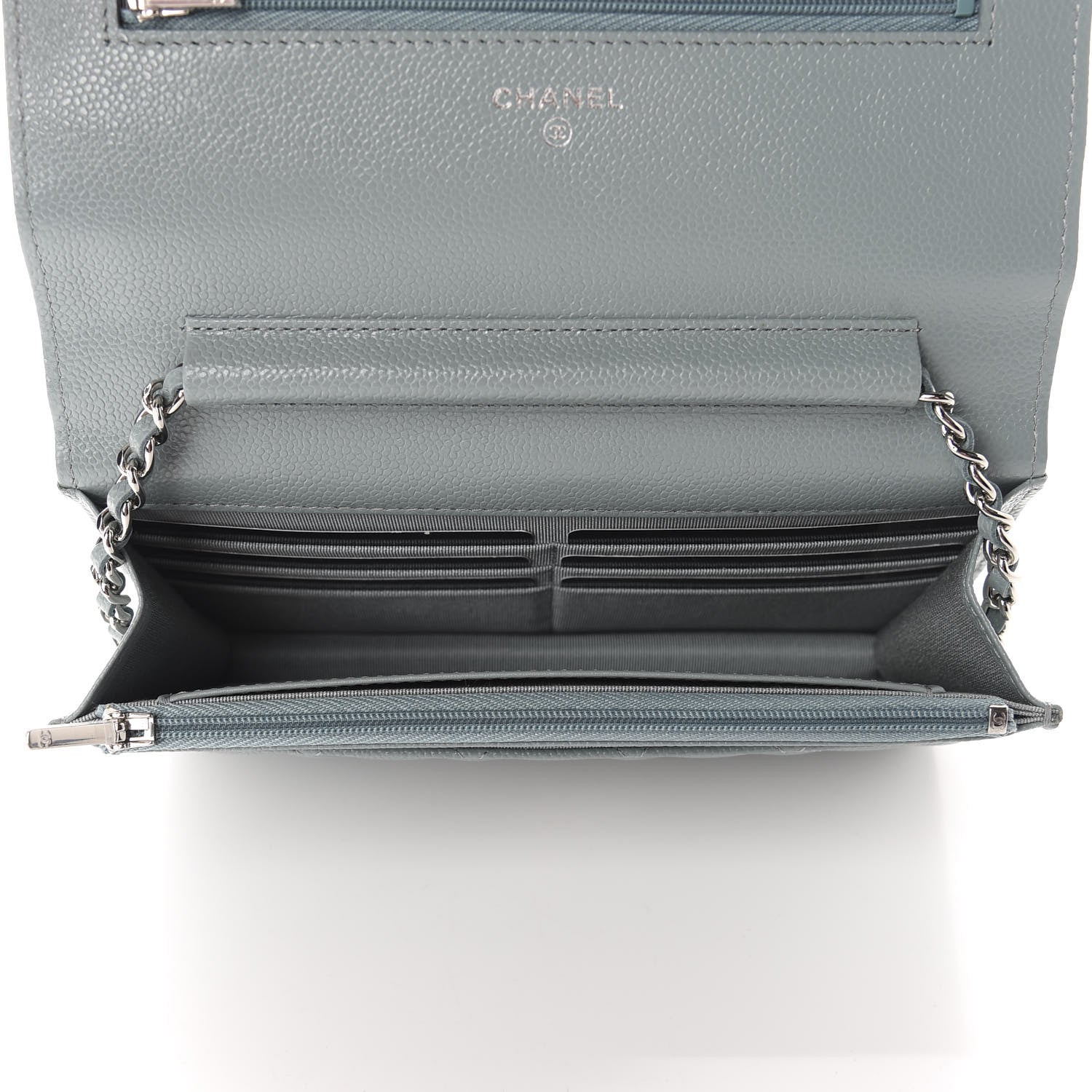 Chanel Caviar Quilted Wallet On Chain WOC Light Blue 5 of 12