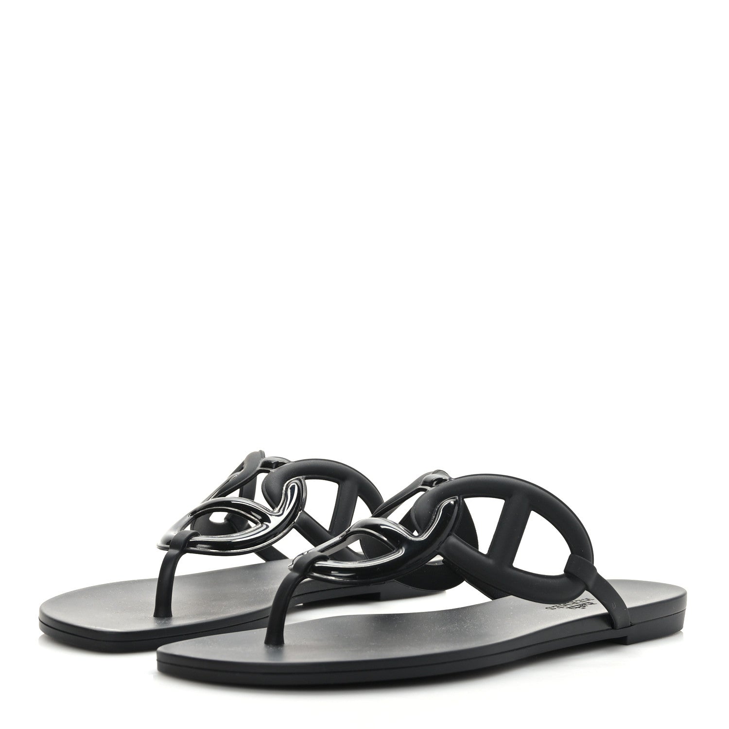 Hermes Rubber Womens Egerie Sandals 39 Black 3 of 8
