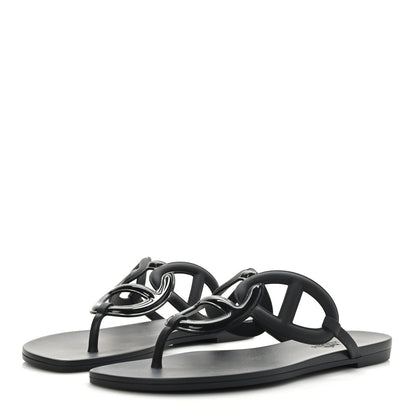 Hermes Rubber Womens Egerie Sandals 39 Black 3 of 8