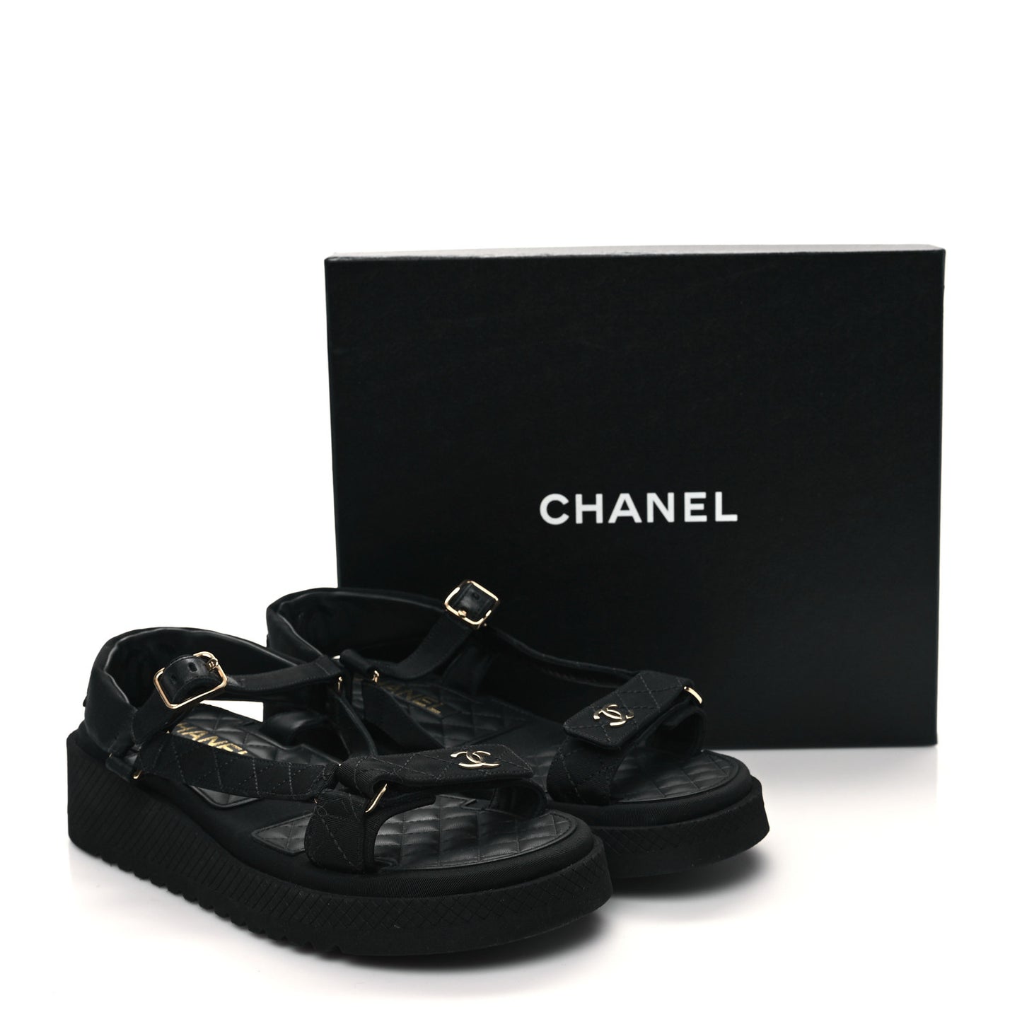 Grosgrain Logo Platform Sandals 41 Black