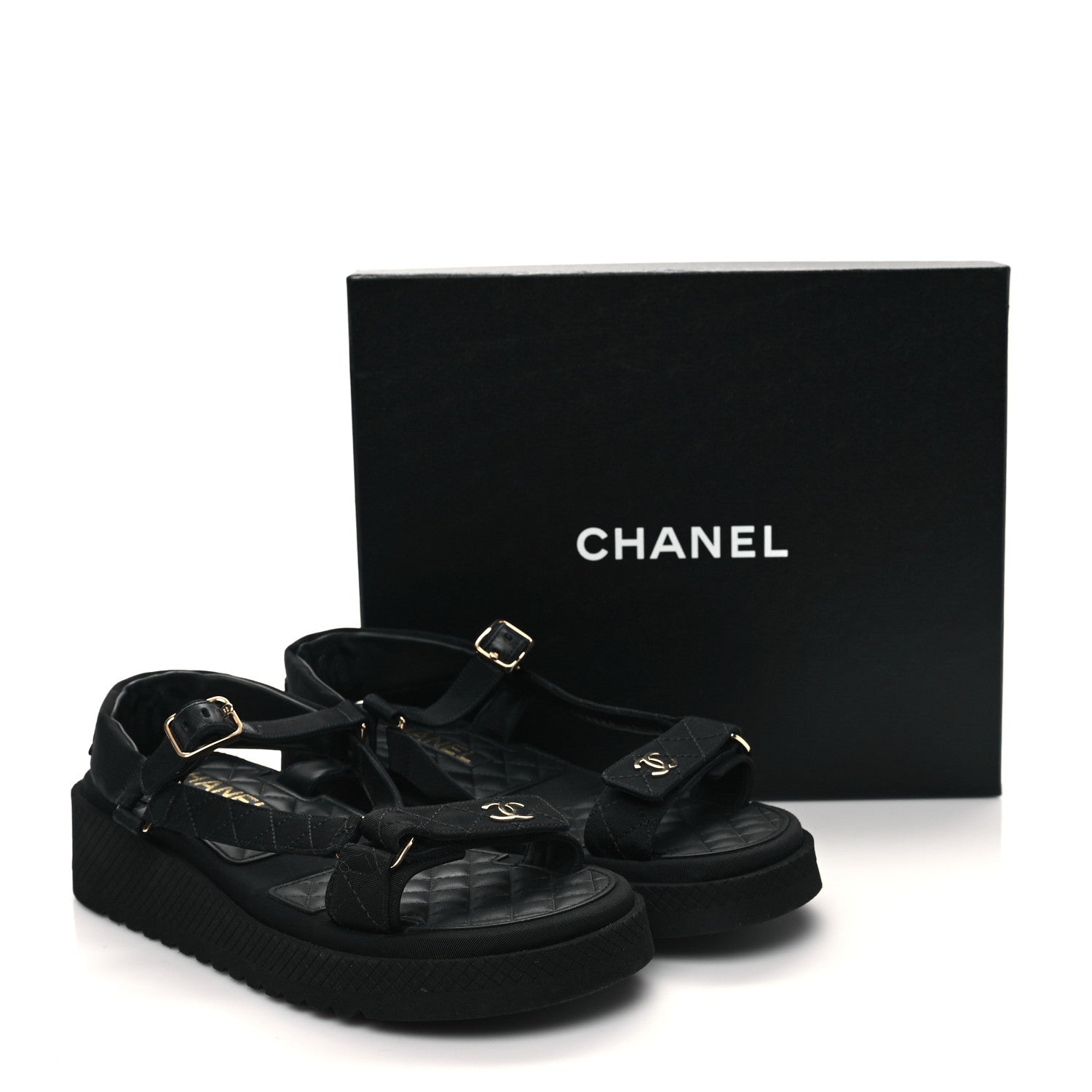 Chanel Grosgrain Logo Platform Sandals 41 Black 9 of 9