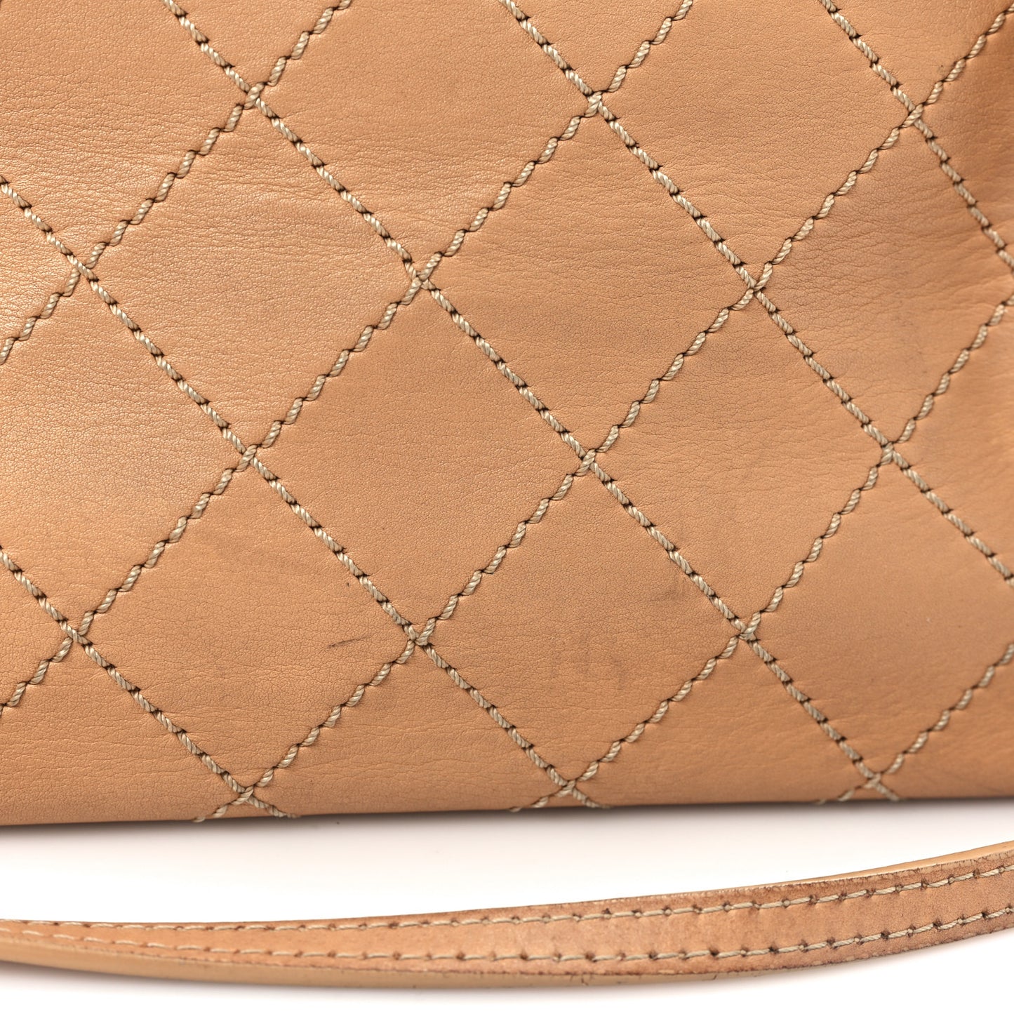Calfskin Stitched Large Shopping Tote Beige