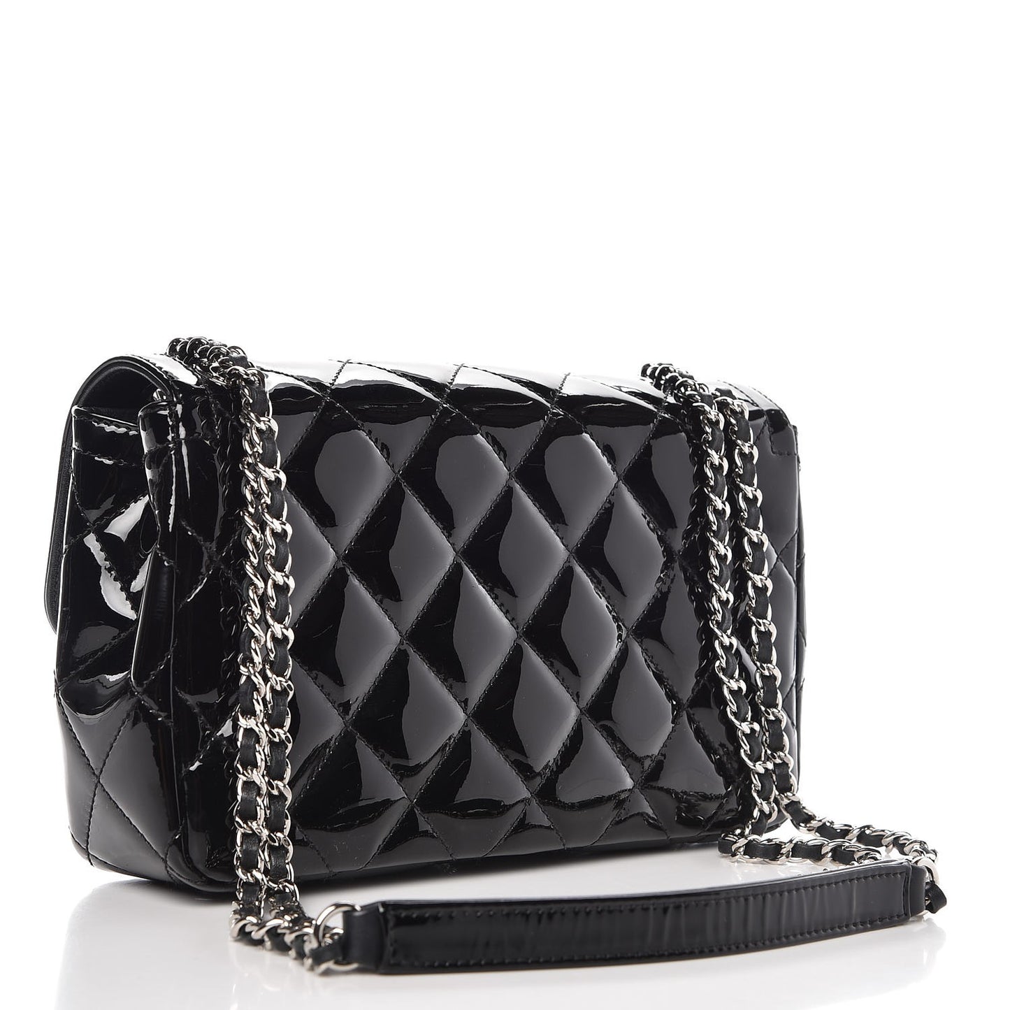 Patent Quilted Small Coco Shine Flap Black