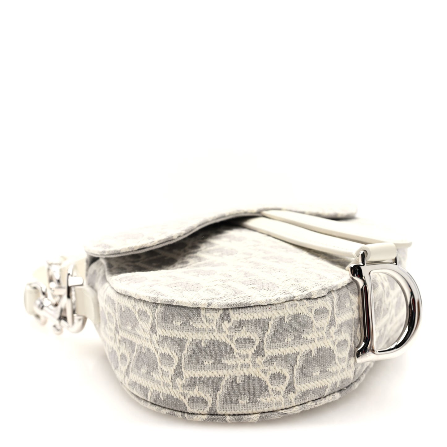 Oblique Mini Saddle Bag With Strap Latte Grey