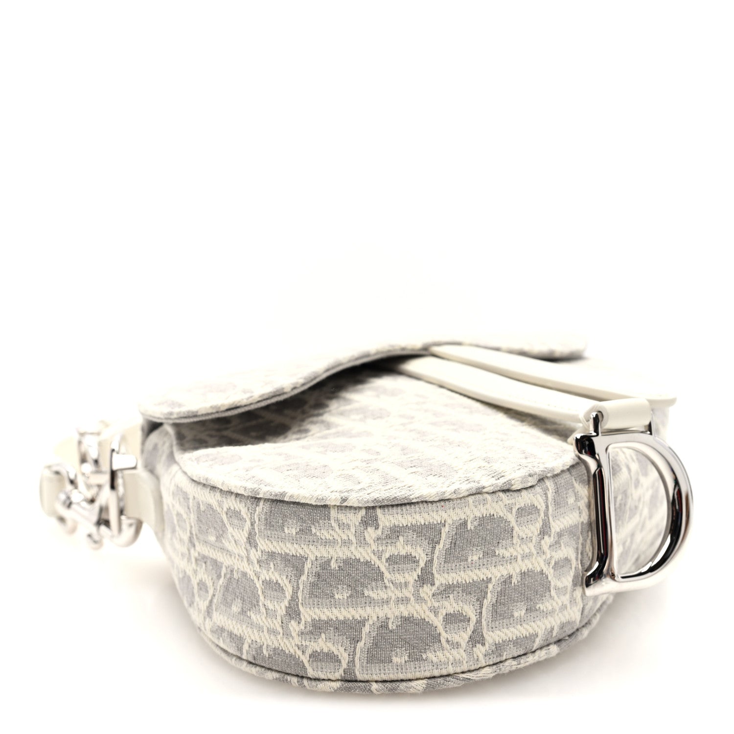 Christian Dior Oblique Mini Saddle Bag With Strap Latte Grey 4 of 9