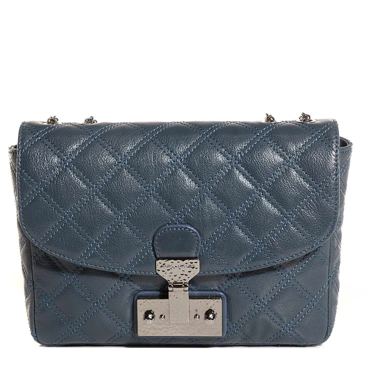 Marc Jacobs Lambskin Baroque Medium Single Flap Blue Atlantic 1 of 10