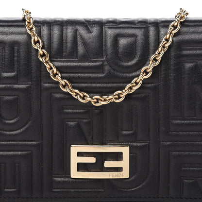Fendi Nappa Logo Embossed Long Wallet On Chain Black 11 of 11