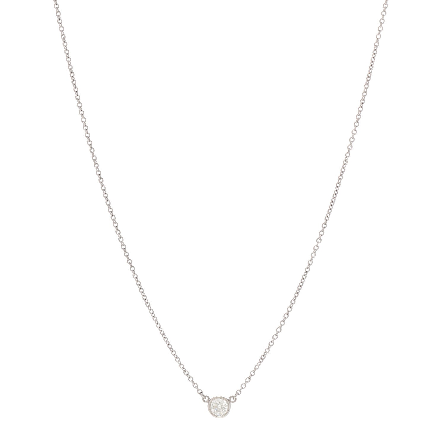 Tiffany Platinum Diamond .19ct Elsa Peretti Diamonds by the Yard Pendant Necklace 1 of 7