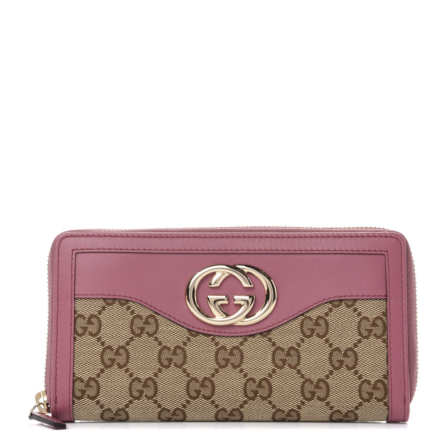 Gucci Monogram Margaux Calfskin Sukey Zip Around Wallet Beige Ebony Vintage Rose 1 of 6