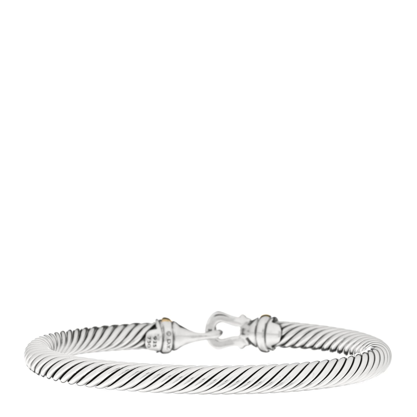 Sterling Silver 18K Yellow Gold 5mm Cable Classic Buckle Bracelet