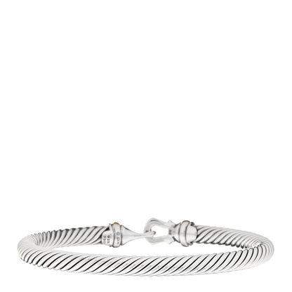 David Yurman Sterling Silver 18K Yellow Gold 5mm Cable Classic Buckle Bracelet 2 of 3