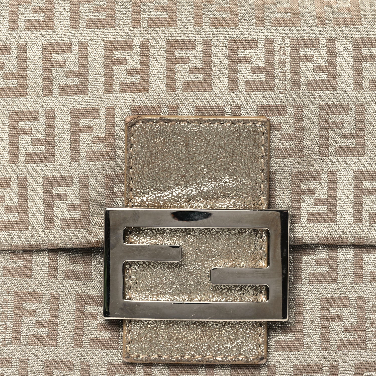 Fendi Metallic Jacquard Zucchino Suede Mini Mama Baguette  Cipria Argento Grigio 7 of 10