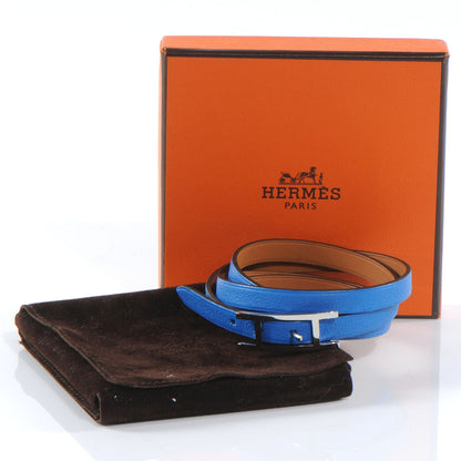 Hermes Swift 3MM Hapi Triple Tour Wrap Bracelet M Bleu Hydra 4 of 5