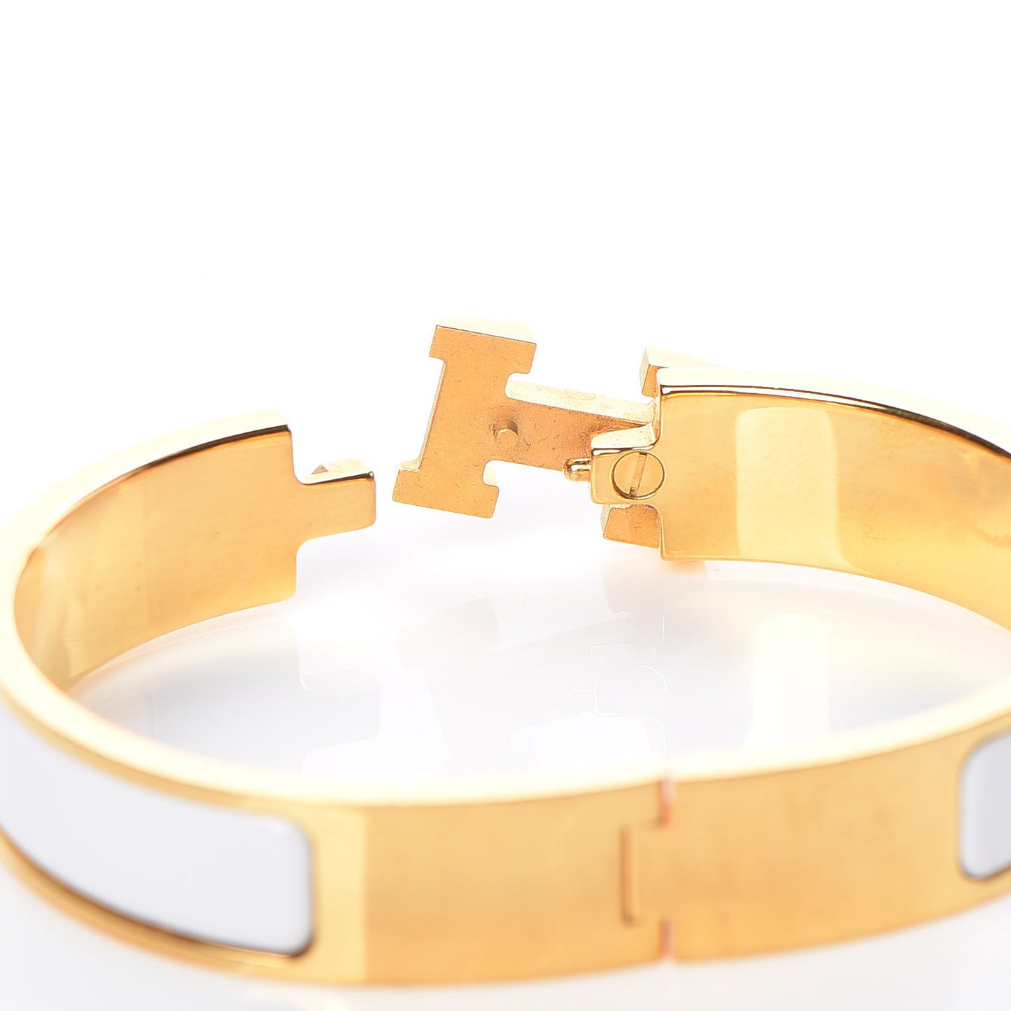 Enamel Narrow Clic Clac H Bracelet PM White
