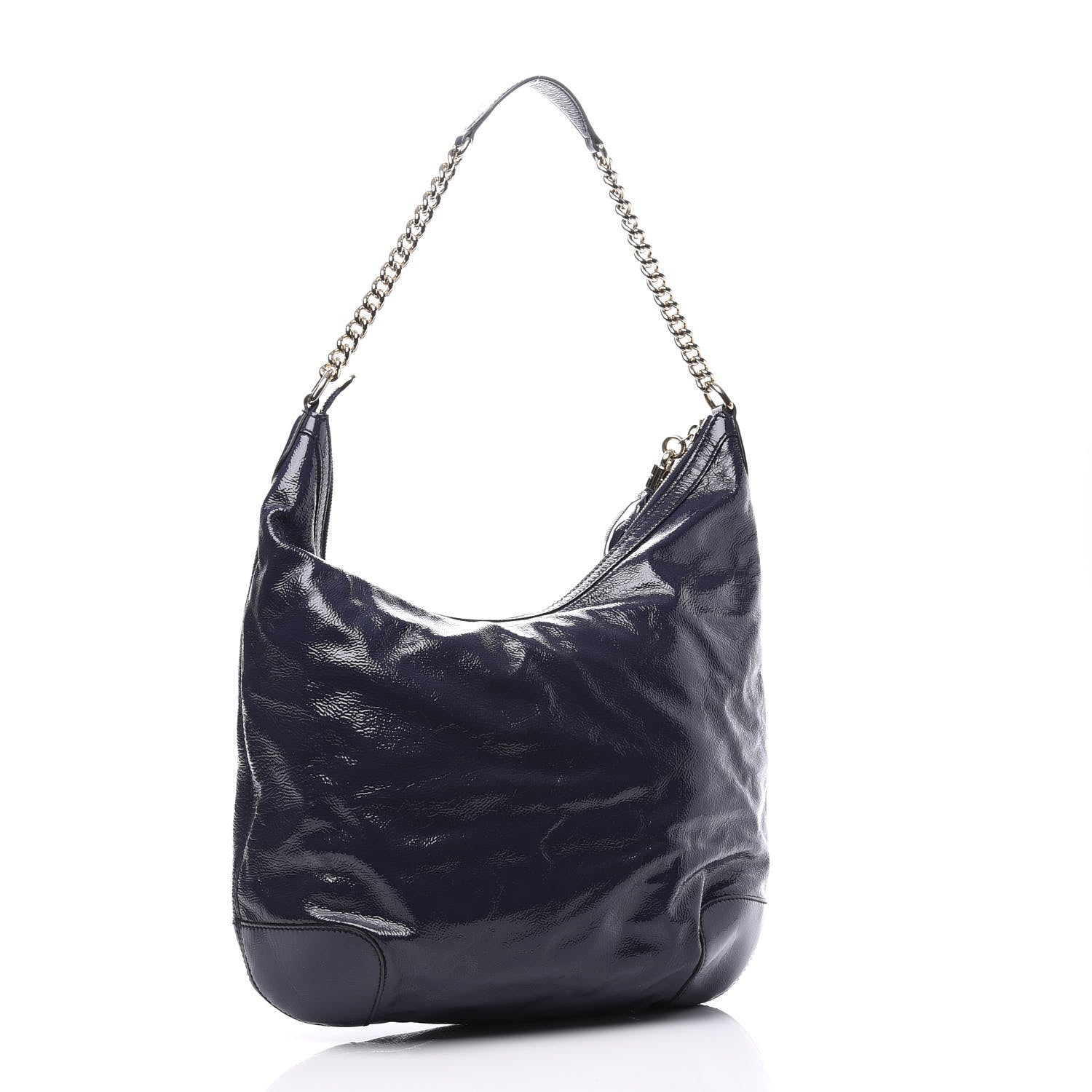 Gucci Patent Medium Soho Chain Hobo Uniform Blue 2 of 11