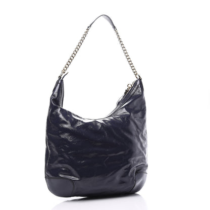 Gucci Patent Medium Soho Chain Hobo Uniform Blue 2 of 11