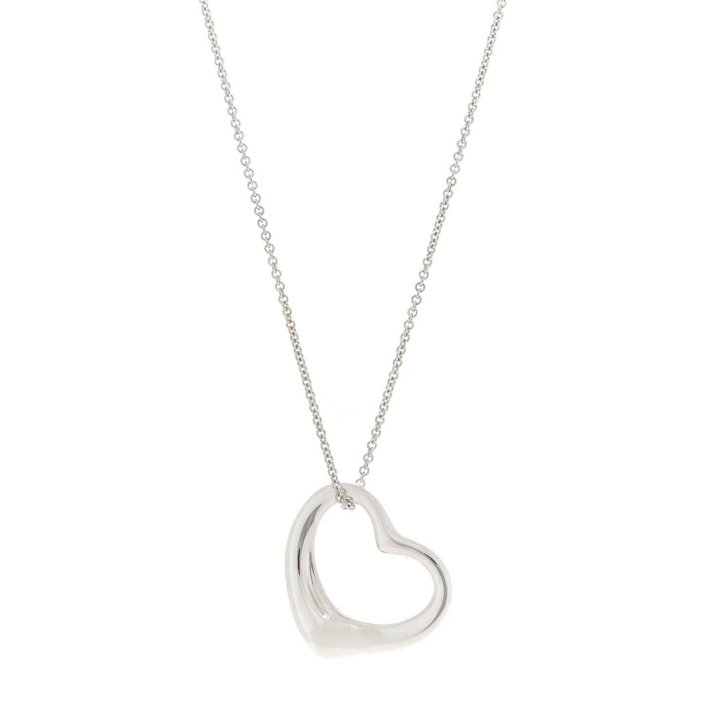 Sterling Silver 27mm Elsa Peretti Open Heart Pendant Necklace