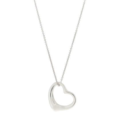 Tiffany Sterling Silver 27mm Elsa Peretti Open Heart Pendant Necklace 1 of 5