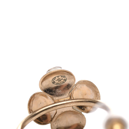 Chanel Enamel CC Camellia Hoop Earrings Beige Gold 4 of 4