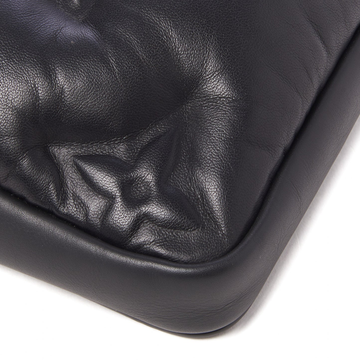 Lambskin Puffer Asymmetrical Sling Bag Black