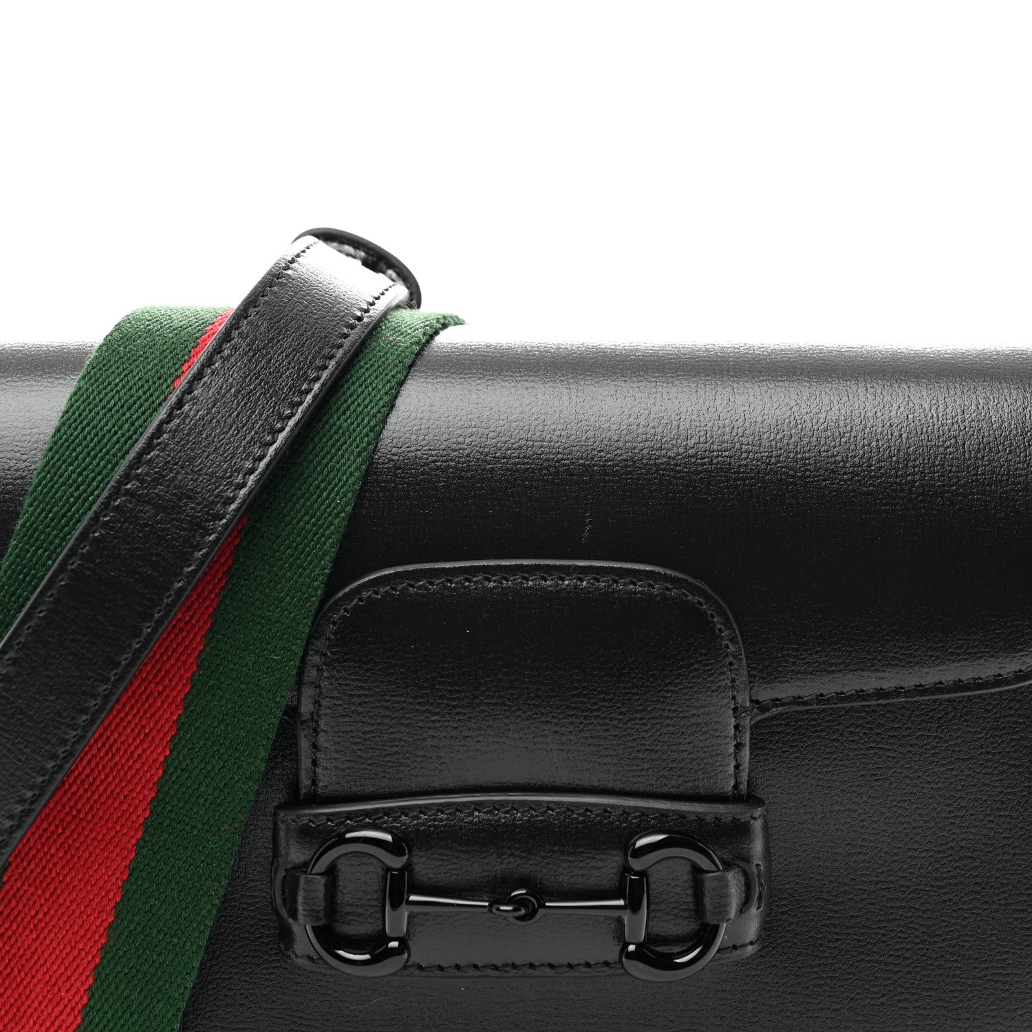 Gucci Azalea Calfskin Web Monochrome Small Horsebit 1955 Shoulder Bag Black 8 of 10