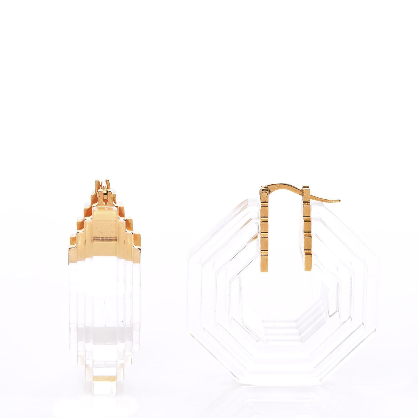 Lucite Octagonal Art Deco Hoop Earrings