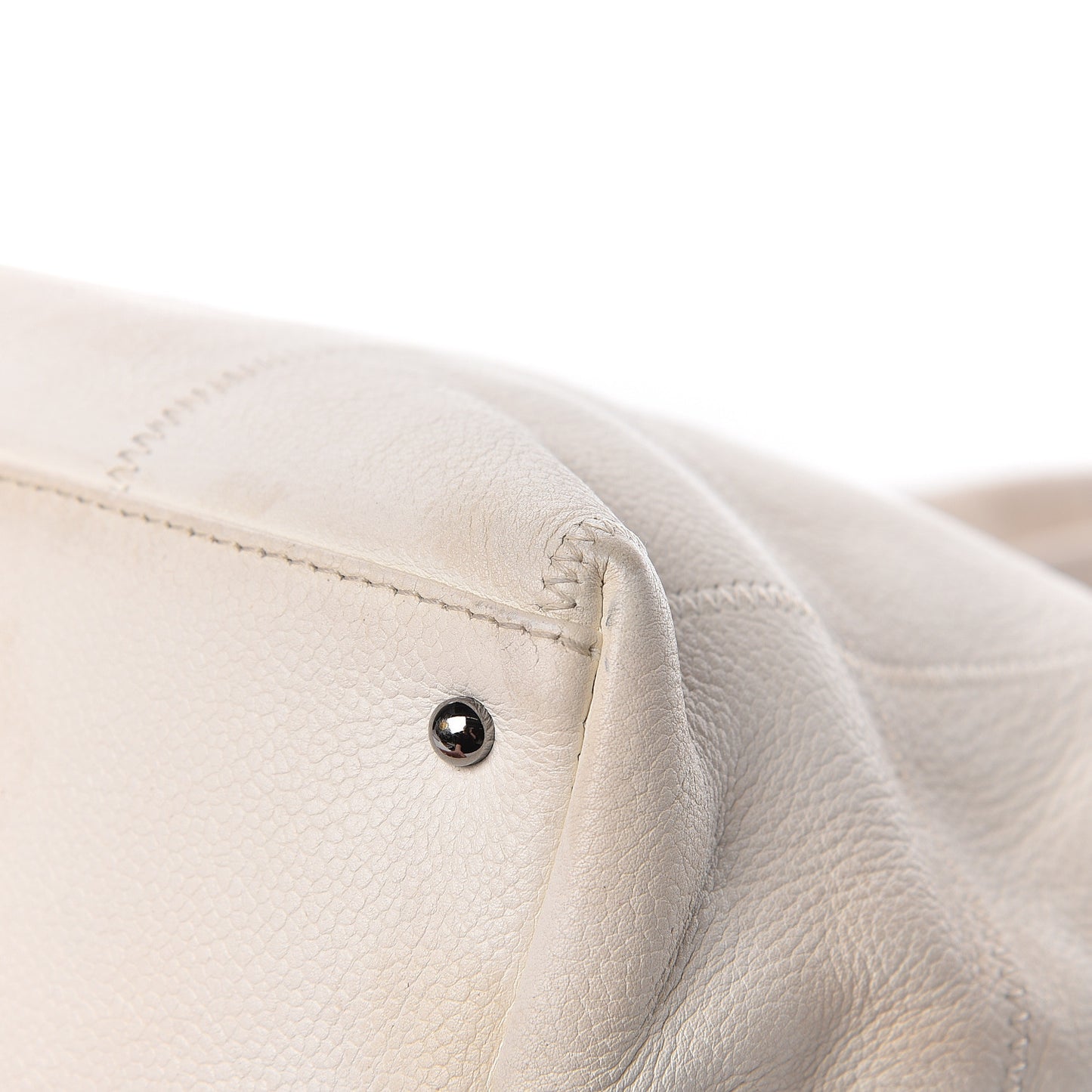 Caviar Square Stitched Large Tote White
