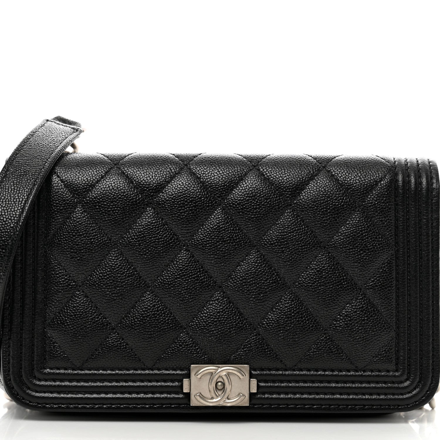 Chanel Caviar Quilted Boy Phone Holder Wallet On Chain Black 5 of 12