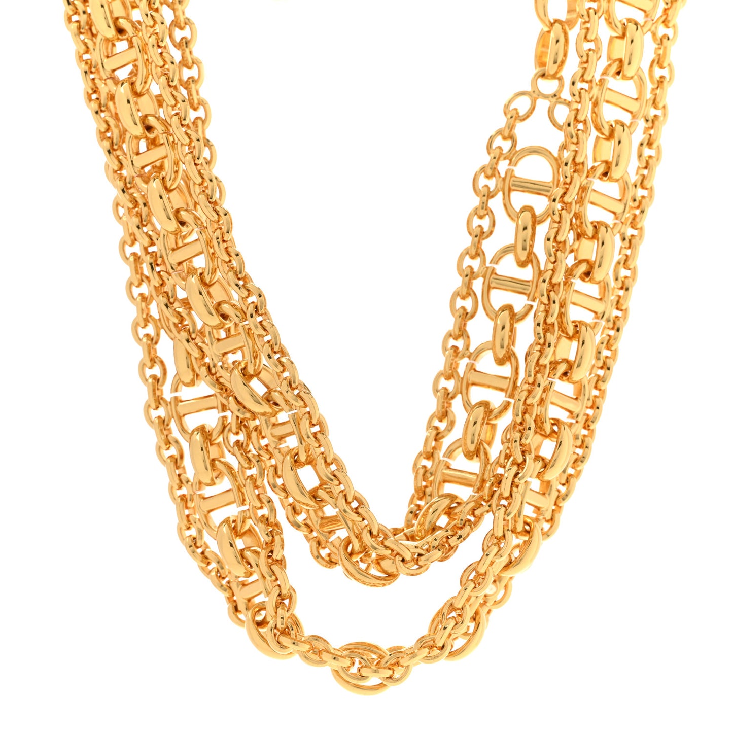 Metal Wide CD Logo Chain Link Choker Necklace Gold