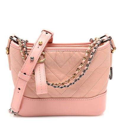 Chanel Aged Calfskin Chevron Quilted Small Gabrielle Hobo Pink 1 of 10