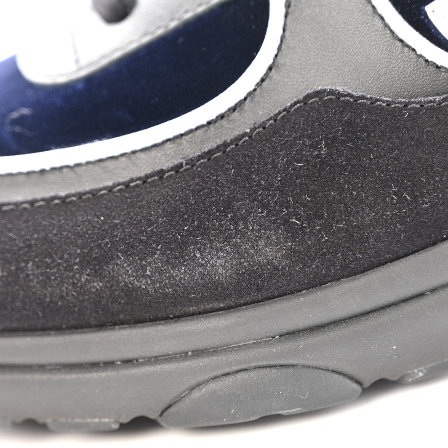 Suede Velvet Lambskin Mens CC Sneakers 44 Black Blue Silver