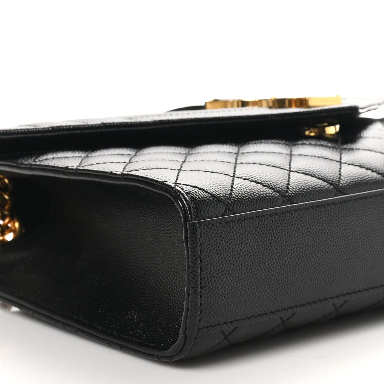 Saint Laurent Grain De Poudre Textured Mixed Matelasse Triquilt Medium Monogram Satchel Black 9 of 10