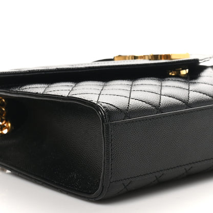 Saint Laurent Grain De Poudre Textured Mixed Matelasse Triquilt Medium Monogram Satchel Black 9 of 10