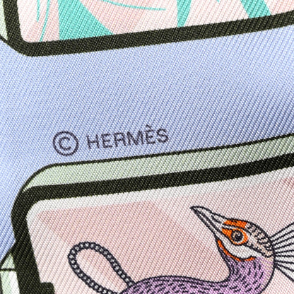 Hermes Silk Story Twilly Blue Pale Rose Vert 4 of 4