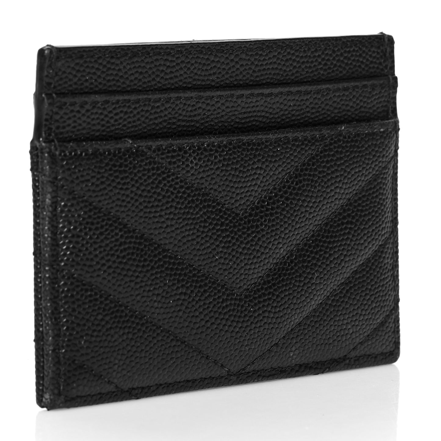 Grain De Poudre Matelasse Chevron Monogram Credit Card Case Black
