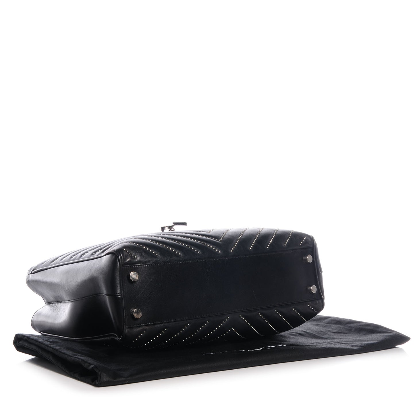 Studded Matelasse Chevron Monogramme Shopper Tote Black