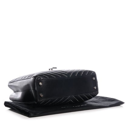 Saint Laurent Studded Matelasse Chevron Monogramme Shopper Tote Black 4 of 10
