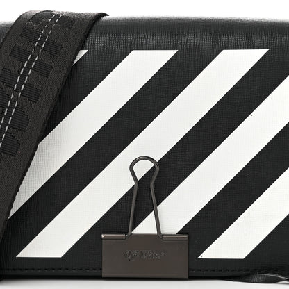 Off-White Saffiano Striped Mini Diag Binder Clip Bag Black White 7 of 11