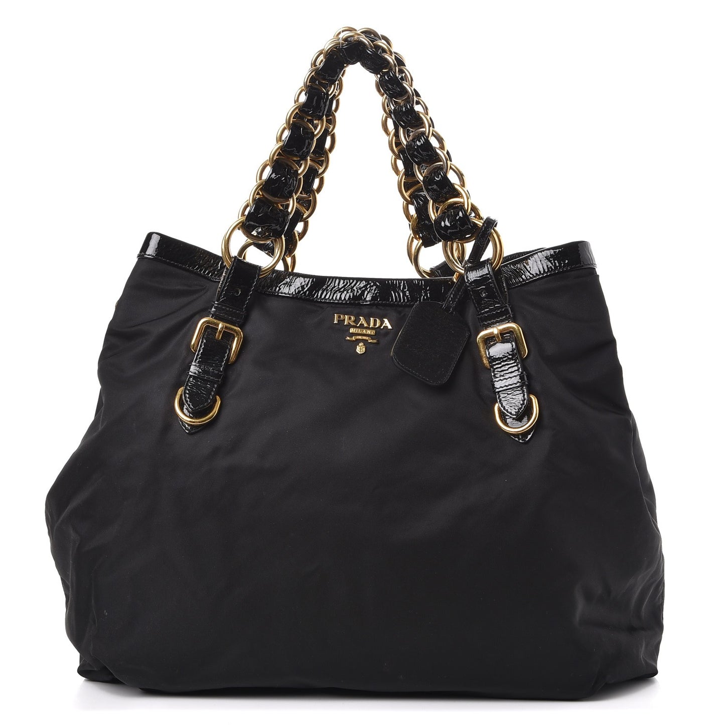 Tessuto Nylon Chain Shoulder Bag Nero Black