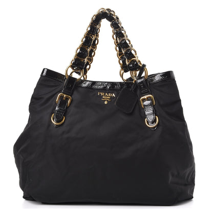 Prada Tessuto Nylon Chain Shoulder Bag Nero Black 1 of 9