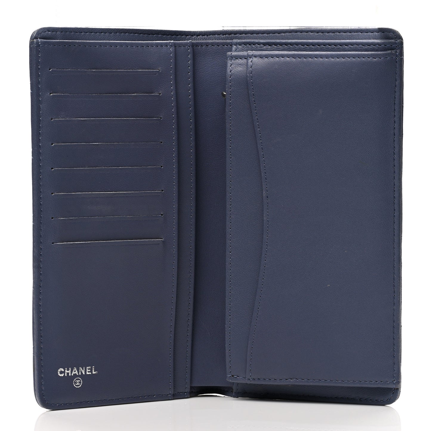 Lambskin Quilted Yen Wallet Blue